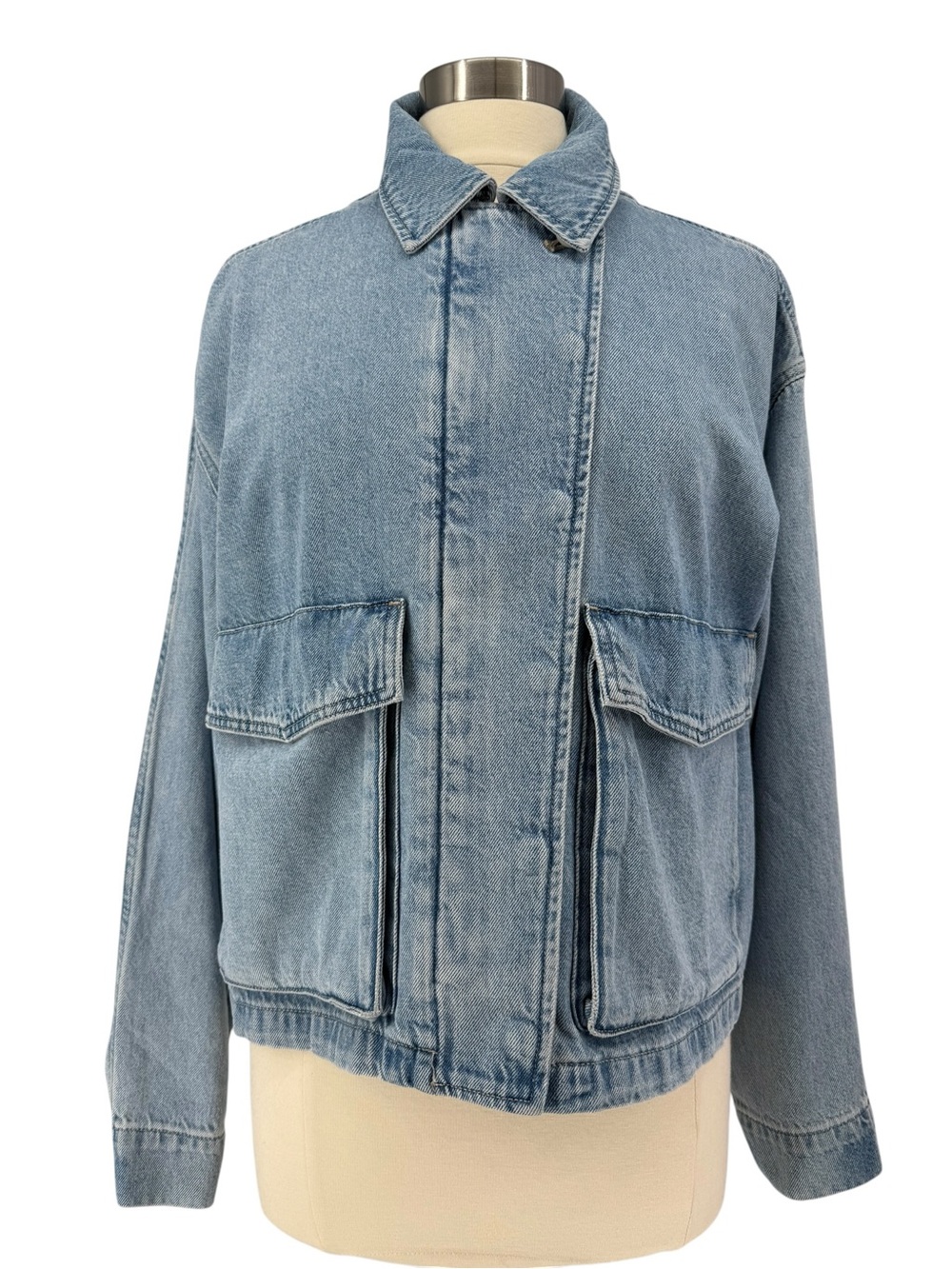 MADEWELL Denim Cropped Cargo Jacket M